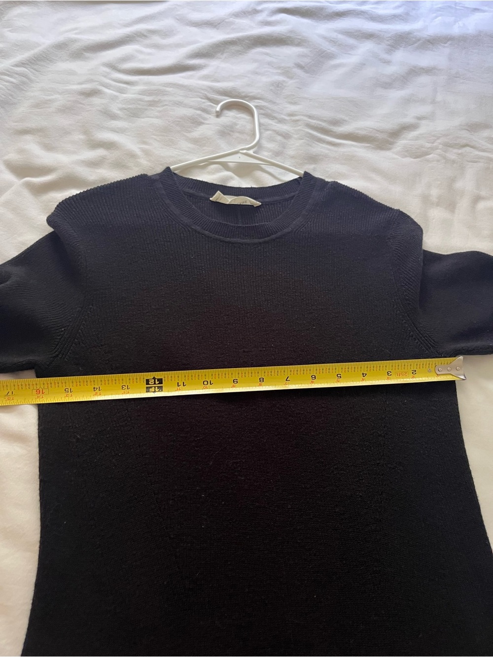 Everlane The Ribbed Sweater Dress Black Organic Cotton Merino Knit Size Large - Picture 9 of 10